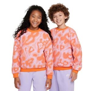 NIKE youth XL crewneck leopard textured orange and‎ pink